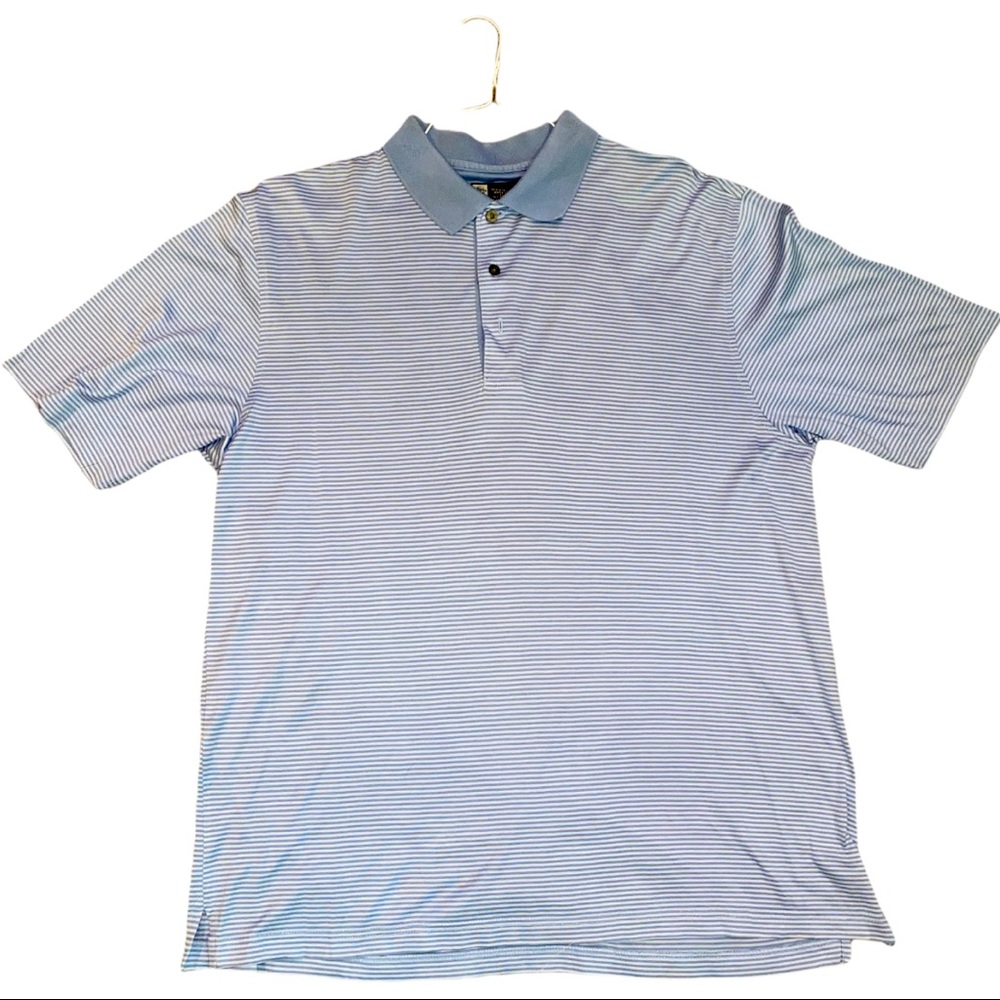 JoS. A. Bank blue striped Leadbetter Golf Shirt